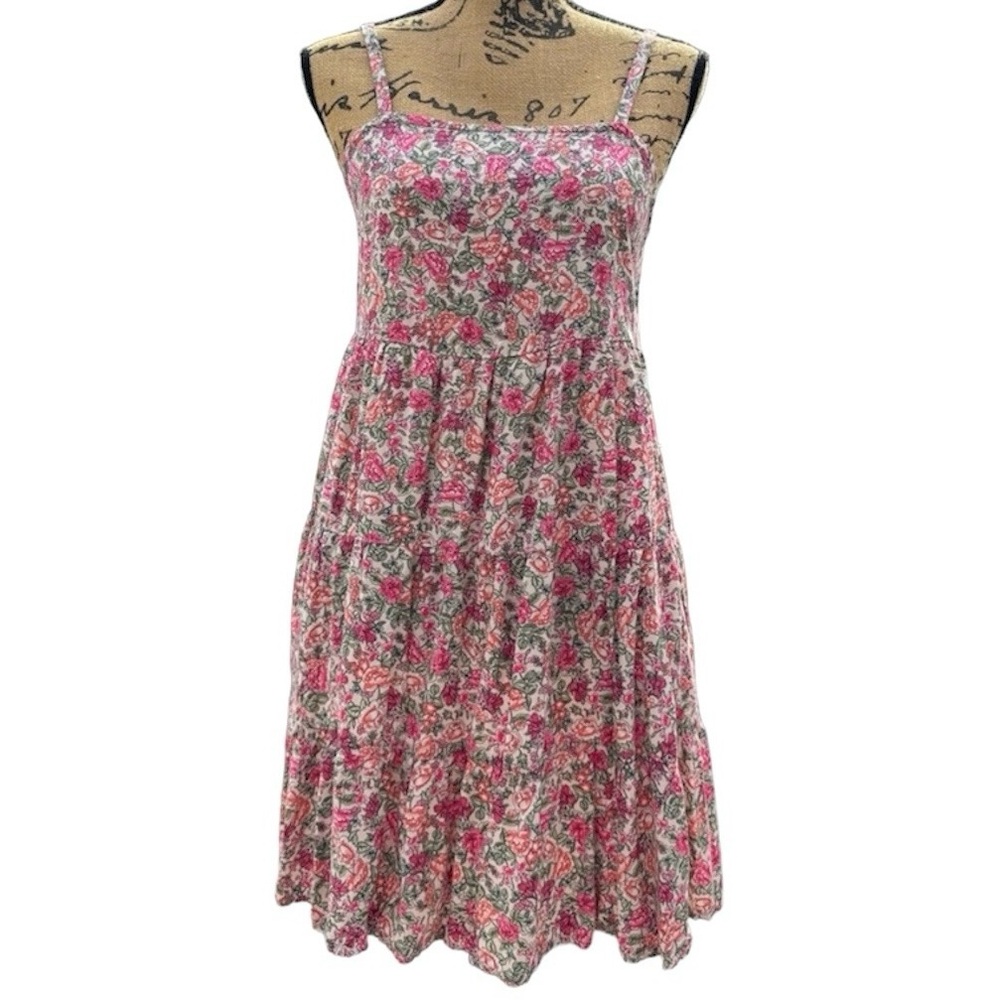 Old Navy Floral Print Spaghetti Strap Dress With Pockets Size Small Pink
